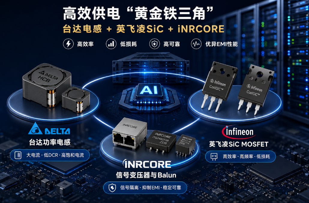 DELTA臺達電感+Infineon英飛凌SiC MOSFET+iNRCORE磁性器件 DELTA臺達電感+Infineon英飛凌SiC MOSFET+iNRCORE磁性器件